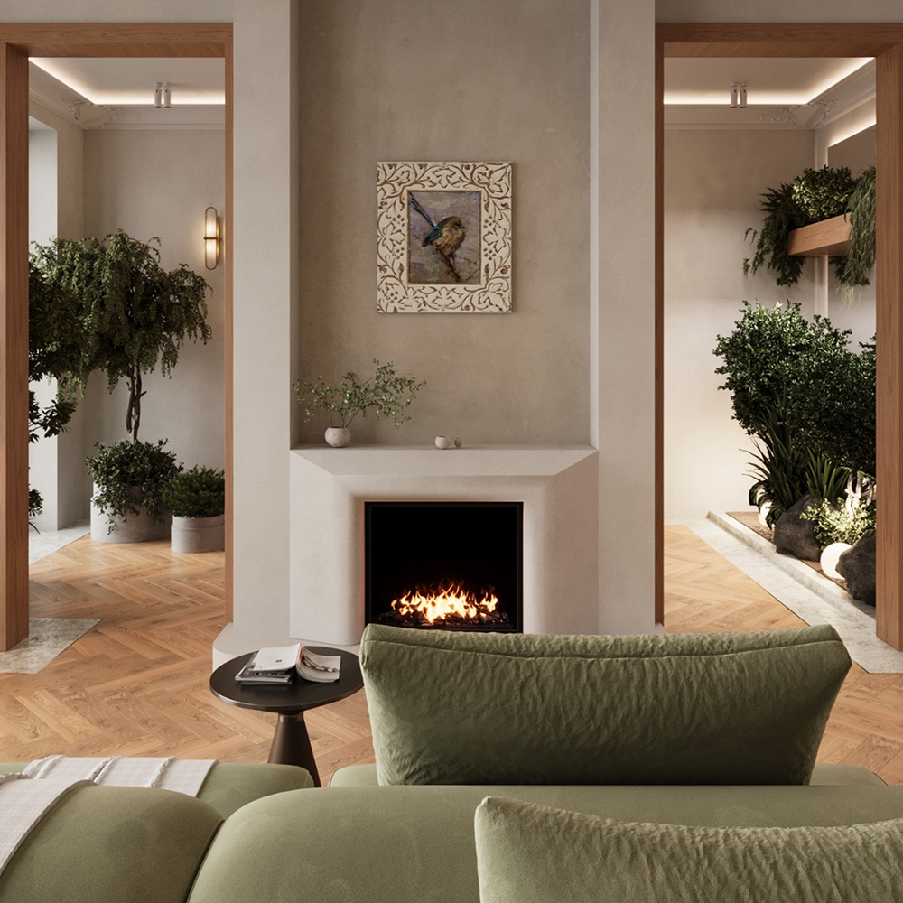 Гостевой зал с камином